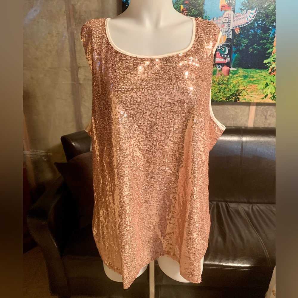 Plus size 22 pink sequin sleeveless top. Excellent condition.